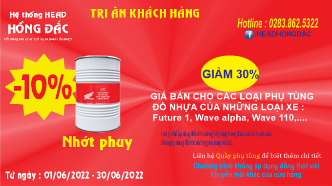 Tri Ân Khách Hàng - Khuyến mãi Phụ Tùng